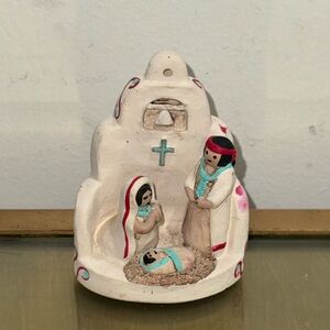 Cleo M. Teissedre Navajo hand-painted clay nativity ornament